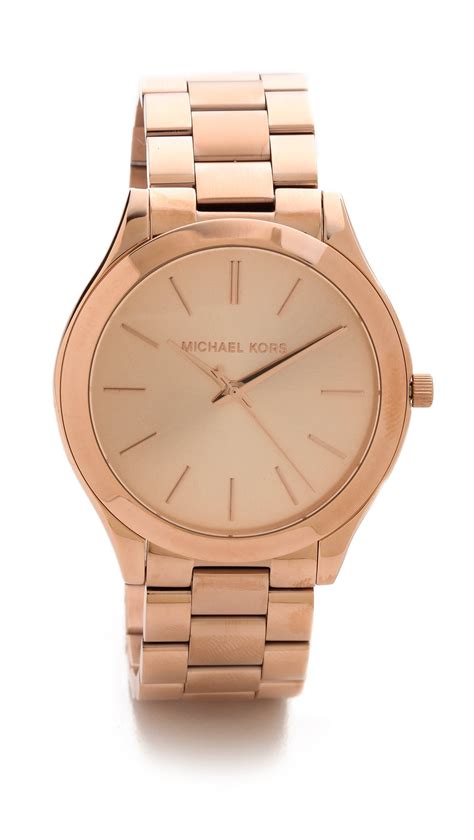 michael kors leather strap rose gold|slim runway rose gold.